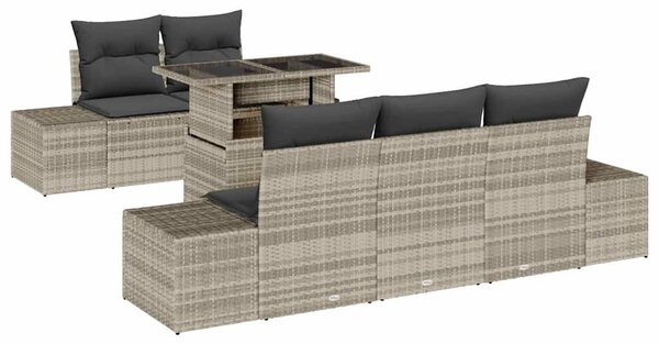 Set pohovek 6 ks Světle šedá polyratan 3349098
