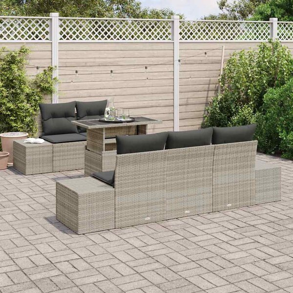 Set pohovek 6 ks Světle šedá polyratan 3349098