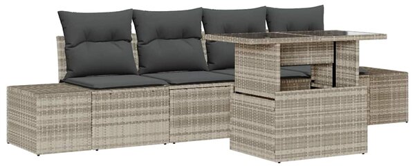 Set pohovek 5 ks Světle šedá polyratan 3349088