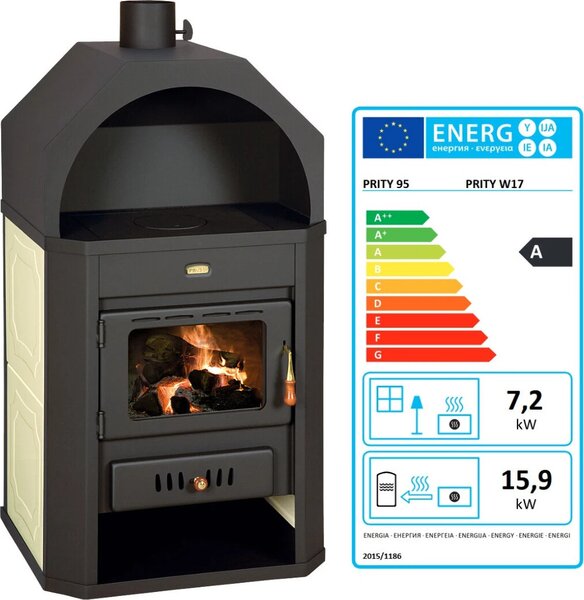 Krbová kamna PRITY W17 s vodním výměníkem Kamna pro ústřední vytápění - 23,1 Kw