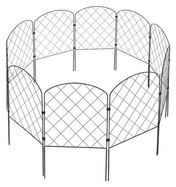Zahradní plot 10PCS černé plotové panely, zahradní plot