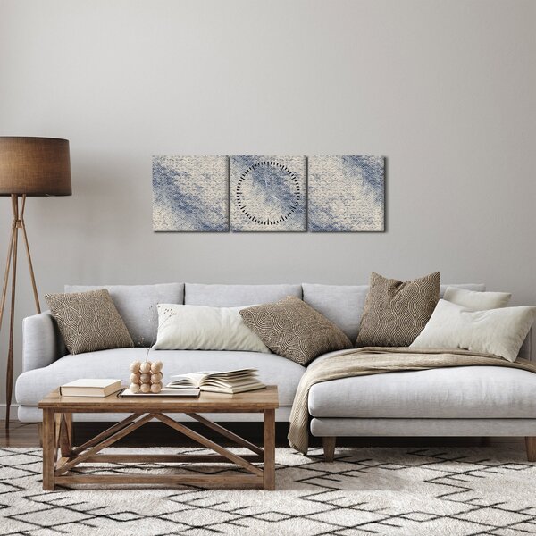 Obraz - Vzor vlnek (s hodinami) (90x30 cm)