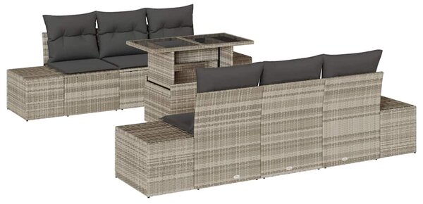 Set pohovek 7 ks Světle šedá polyratan 3349108