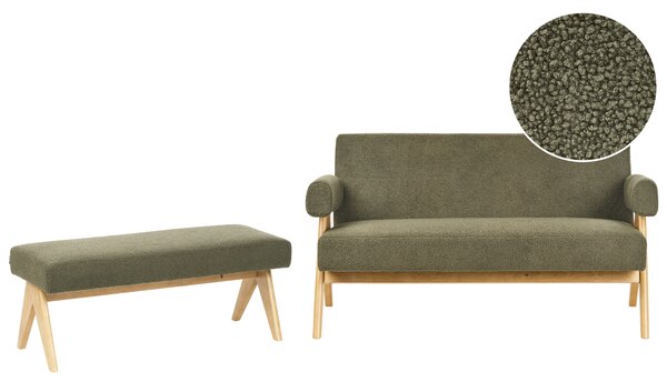 Obývací sestava TAMRE Buklé Zelená/Světle hnědá