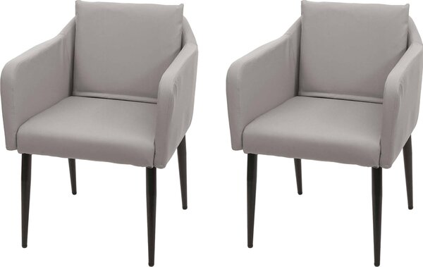 Sada 2 jídelních židlí HWC-H93, kuchyňská židle křeslo židle Imitace kůže taupe-grey