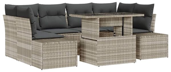 Set pohovek 7 ks Světle šedá polyratan 3349118