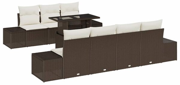 Set pohovek 8 ks Hnědá a krémová polyratan 3349124
