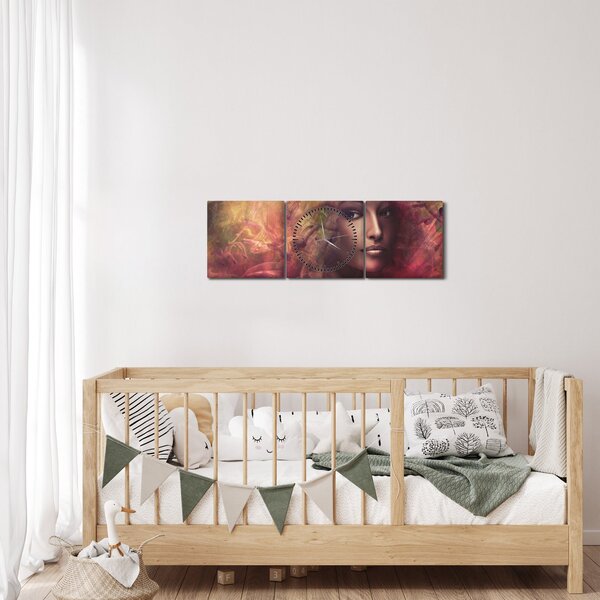Obraz - Fantasy žena (s hodinami) (90x30 cm)