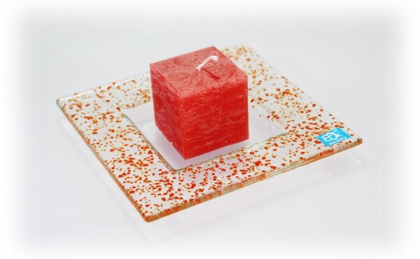BDK-GLASS Skleněný tácek DROP 16x16cm oranžový