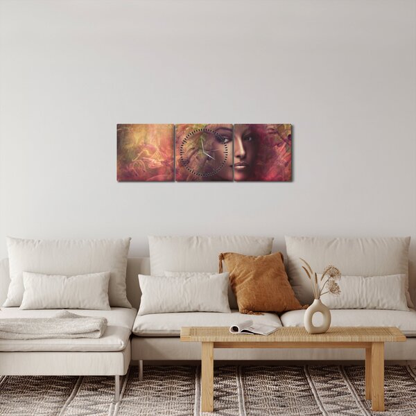 Obraz - Fantasy žena (s hodinami) (90x30 cm)