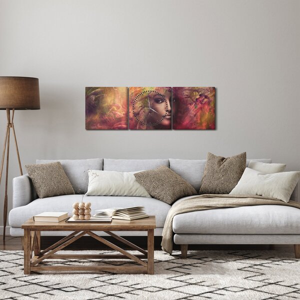 Obraz - Fantasy žena (s hodinami) (90x30 cm)