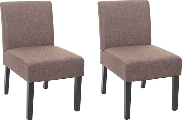 Sada 2 jídelních židlí HWC-F61, židle lounge chair, látka/textil hnědá
