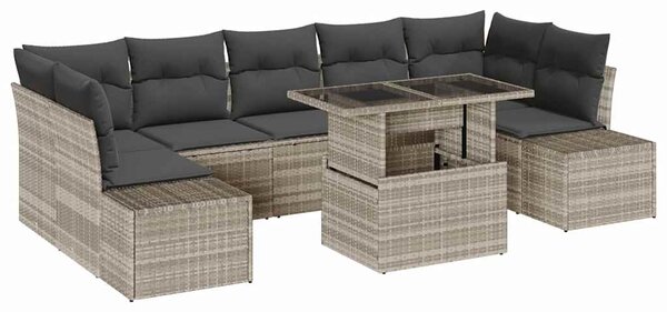 Set pohovek 8 ks Světle šedá polyratan 3349138