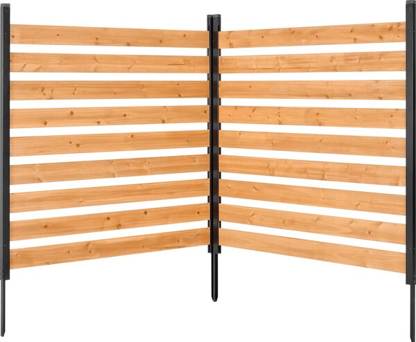 SucceBuy 2dílná sada plotu pro klimatizace, 1219x1244x1219 mm, dřevěný plot s kovovými zemními hroty, ideální pro venkovní použití, nastavitelný úhel, vhodný pro klimatizace, tepelná čerpadla a odpadkové koše