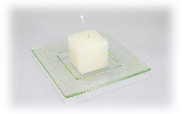 BDK-GLASS Skleněný tácek FULL DROP 16x16cm světle žlutý