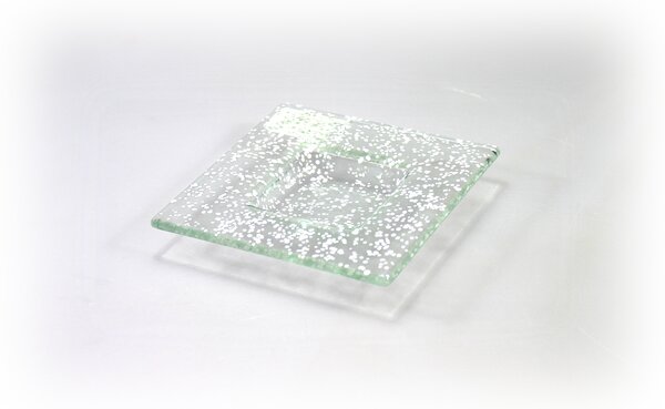 BDK-GLASS Skleněný tácek FULL DROP 13x13cm bílý