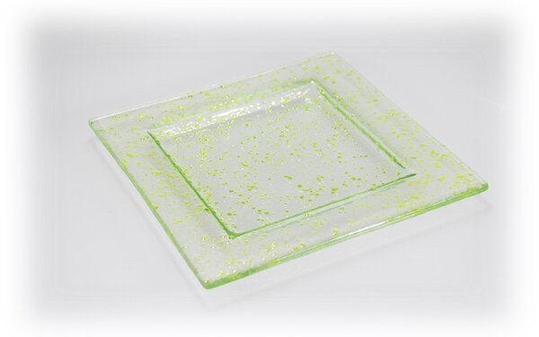 BDK-GLASS Skleněný tácek FULL DROP 18x18cm světle žlutý