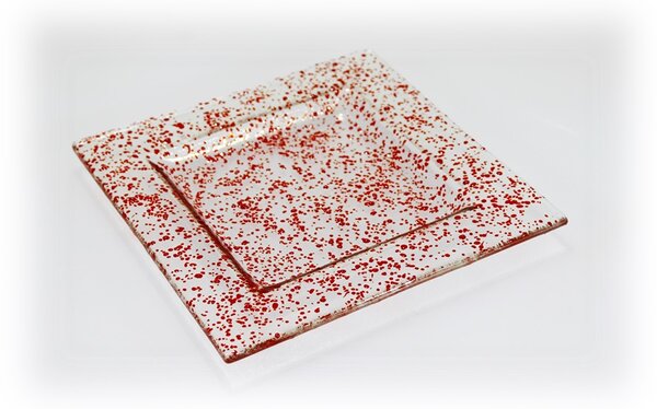 BDK-GLASS Skleněný tácek FULL DROP 18x18cm červený