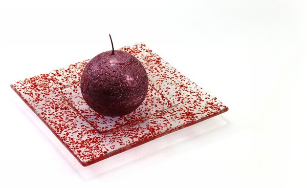 BDK-GLASS Skleněný tácek FULL DROP 16x16cm červený