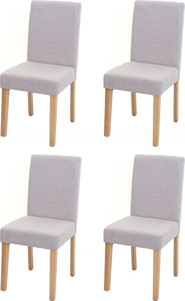 Sada 4 jídelních židlí Kuchyňská židle Littau Textil, krémově béžová, světlé nohy