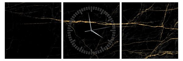 Obraz - Mramorová textura (s hodinami) (90x30 cm)