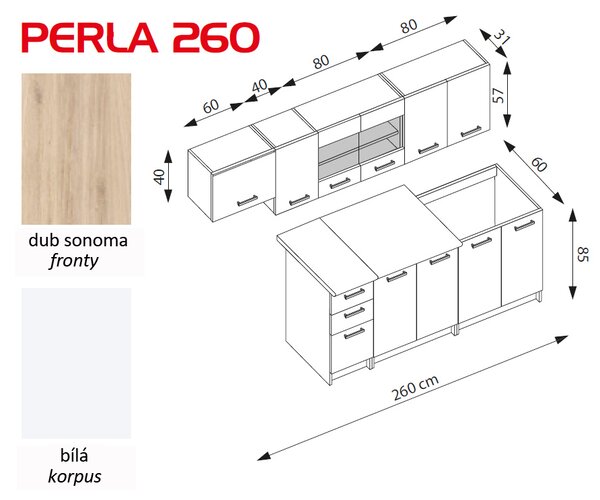 Kuchyně Perla 260 cm