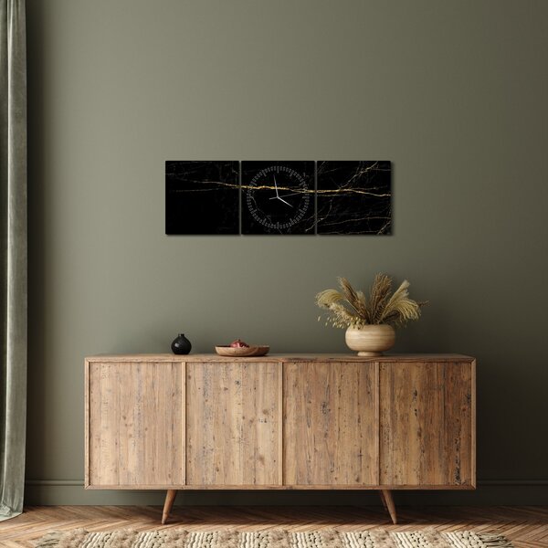 Obraz - Mramorová textura (s hodinami) (90x30 cm)