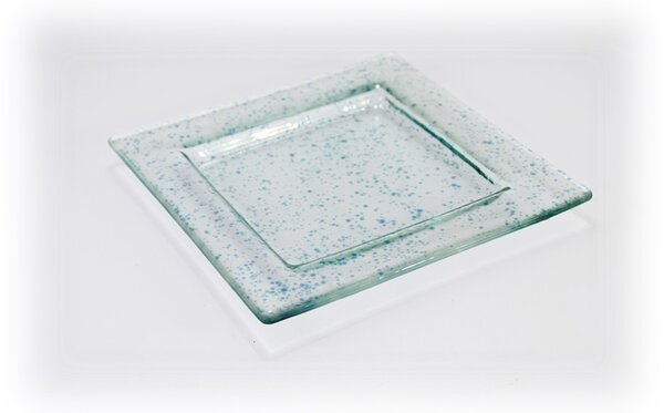BDK-GLASS Skleněný tácek FULL DROP 18x18cm světlý tyrkys
