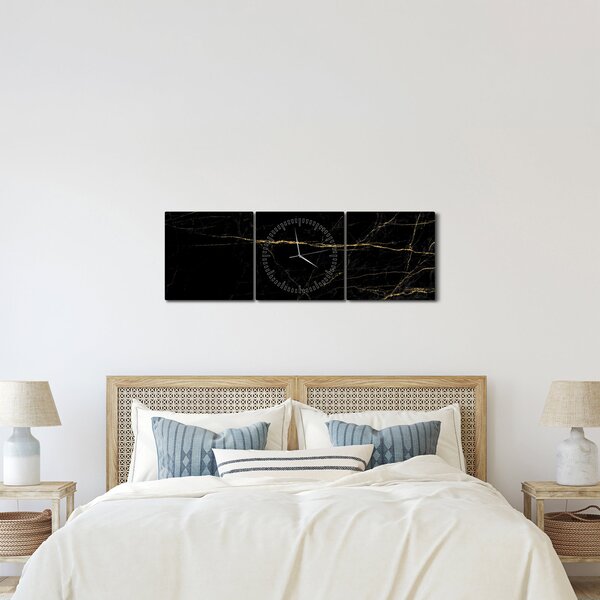 Obraz - Mramorová textura (s hodinami) (90x30 cm)