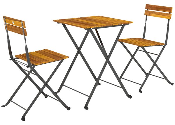 Outsunny teakový bistro set pro 2 – skládací stůl a 2 židle | Aosom