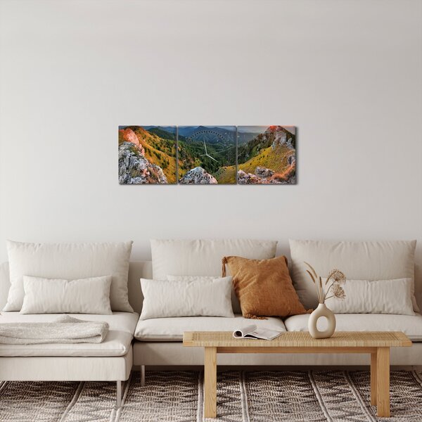 Obraz - Horská krajina (s hodinami) (90x30 cm)