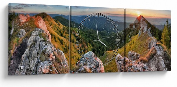 Obraz - Horská krajina (s hodinami) (90x30 cm)