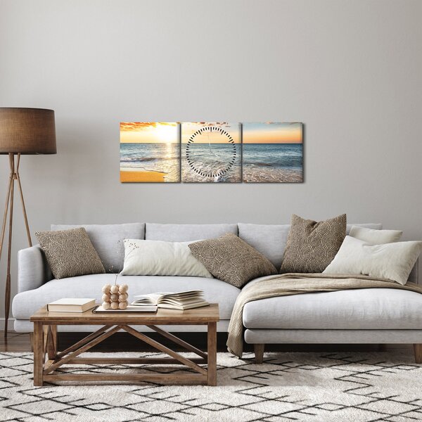 Obraz - Východ slunce (s hodinami) (90x30 cm)