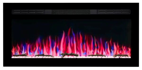 ArtiFlame AF37WR Elektrický vestavný krb s ohřevem 1800 W, realistický efekt plamene, LED osvětlení, dálkové ovládání, časovač, černý