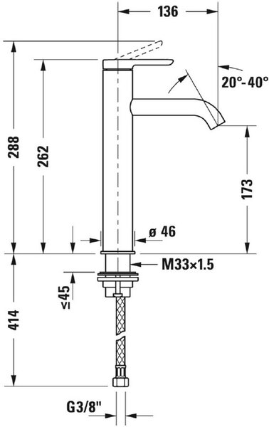 Duravit C.1 umyvadlová baterie stojící černá C11030002046
