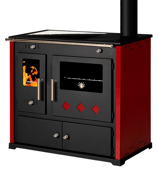 EEK A+ Practik Lux Eco 9,5 kW sporák na dřevo | trouba, sklokeramická deska Bordo vlevo
