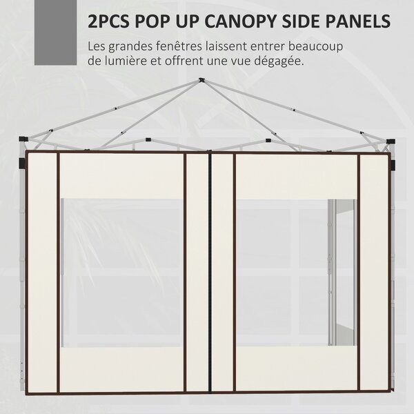 Postranní panely k altánu Outsunny s zipovými dveřmi a okny pro pop-up altán 3x3m nebo 3x6m, 2 sady náhradních postranních panelů, bílá | Aosom
