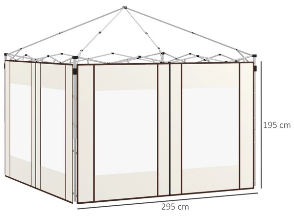 Postranní panely k altánu Outsunny s zipovými dveřmi a okny pro pop-up altán 3x3m nebo 3x6m, 2 sady náhradních postranních panelů, bílá | Aosom