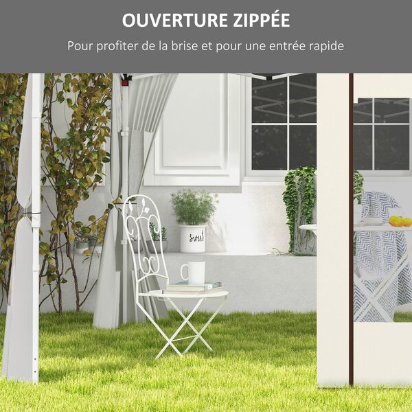 Postranní panely k altánu Outsunny s zipovými dveřmi a okny pro pop-up altán 3x3m nebo 3x6m, 2 sady náhradních postranních panelů, bílá | Aosom