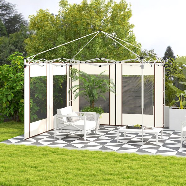 Postranní panely k altánu Outsunny s zipovými dveřmi a okny pro pop-up altán 3x3m nebo 3x6m, 2 sady náhradních postranních panelů, bílá | Aosom