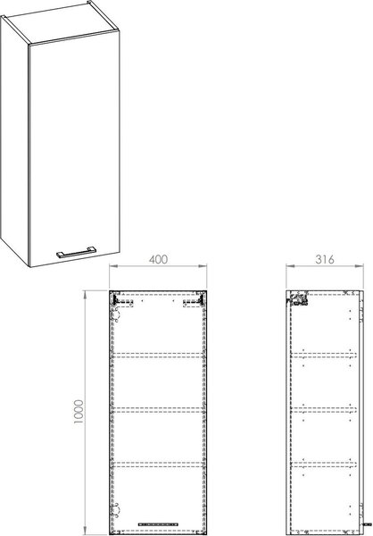 Elita Stylo skříňka 40x31.6x100 cm boční závěsná dub-dřevo 1110106