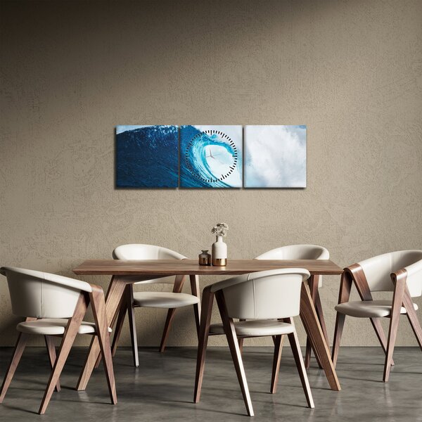 Obraz - Vlna oceánu (s hodinami) (90x30 cm)