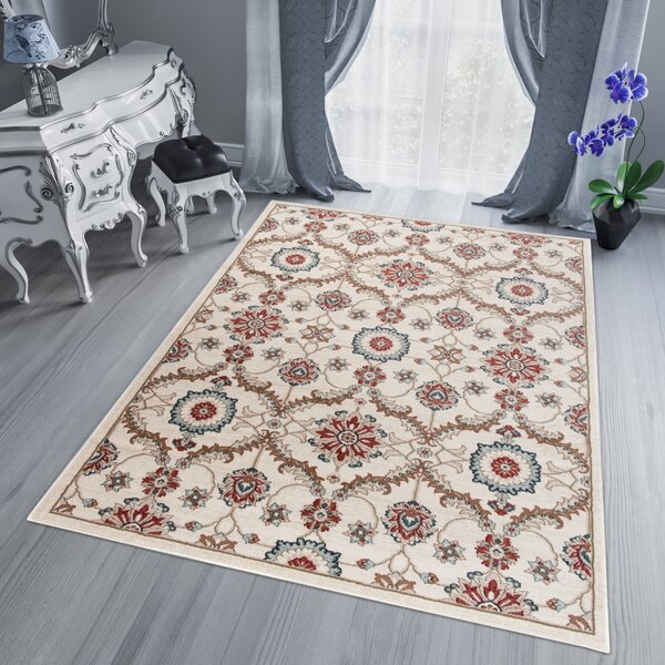 Makro Abra Kusový koberec DUBAI L747A Květy bílý vícebarevný Rozměr: 60x100 cm