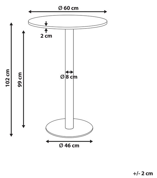 Barový stůl MORELLA Světle hnědá/Bílá 60 cm 60 cm