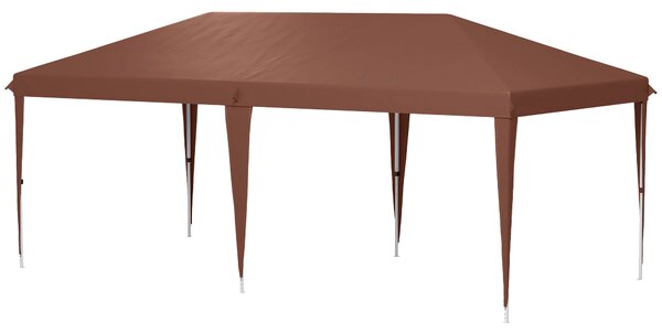 Outsunny Skládací Altán 3x6m Zahradní Stan s Pop-up Mechanismem a Tašku v Ceně - Epoxidovaný Ocel a Vysoce Hustý Oxford Hnědý | Aosom