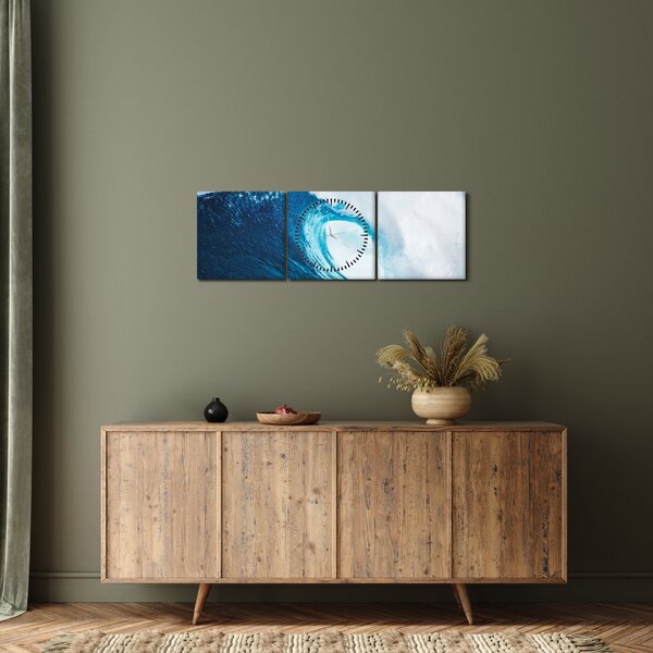 Obraz - Vlna oceánu (s hodinami) (90x30 cm)