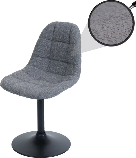 Jídelní židle HWC-A60, kuchyňská židle otočná, ocel Tkanina /textil bouclé (450g/m²) tmavě šedá