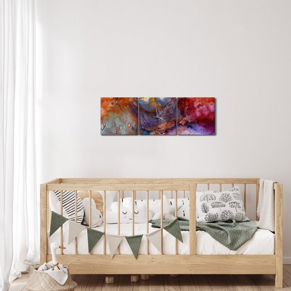 Obraz - Abstraktní inkoustové umění (s hodinami) (90x30 cm)