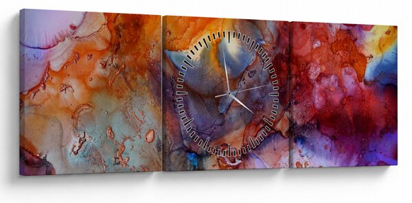 Obraz - Abstraktní inkoustové umění (s hodinami) (90x30 cm)
