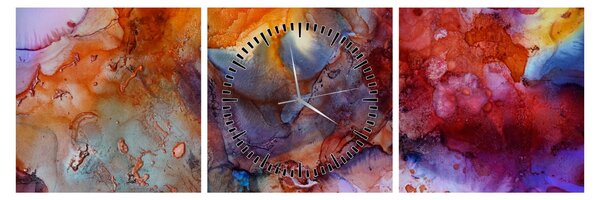 Obraz - Abstraktní inkoustové umění (s hodinami) (90x30 cm)